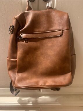 Amazon Brown Faux Leather Backpack for Women